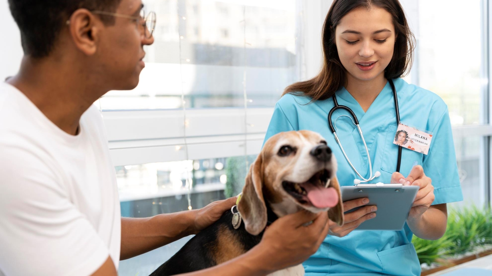 cerrar-hombre-con-perro-en-la-clinica